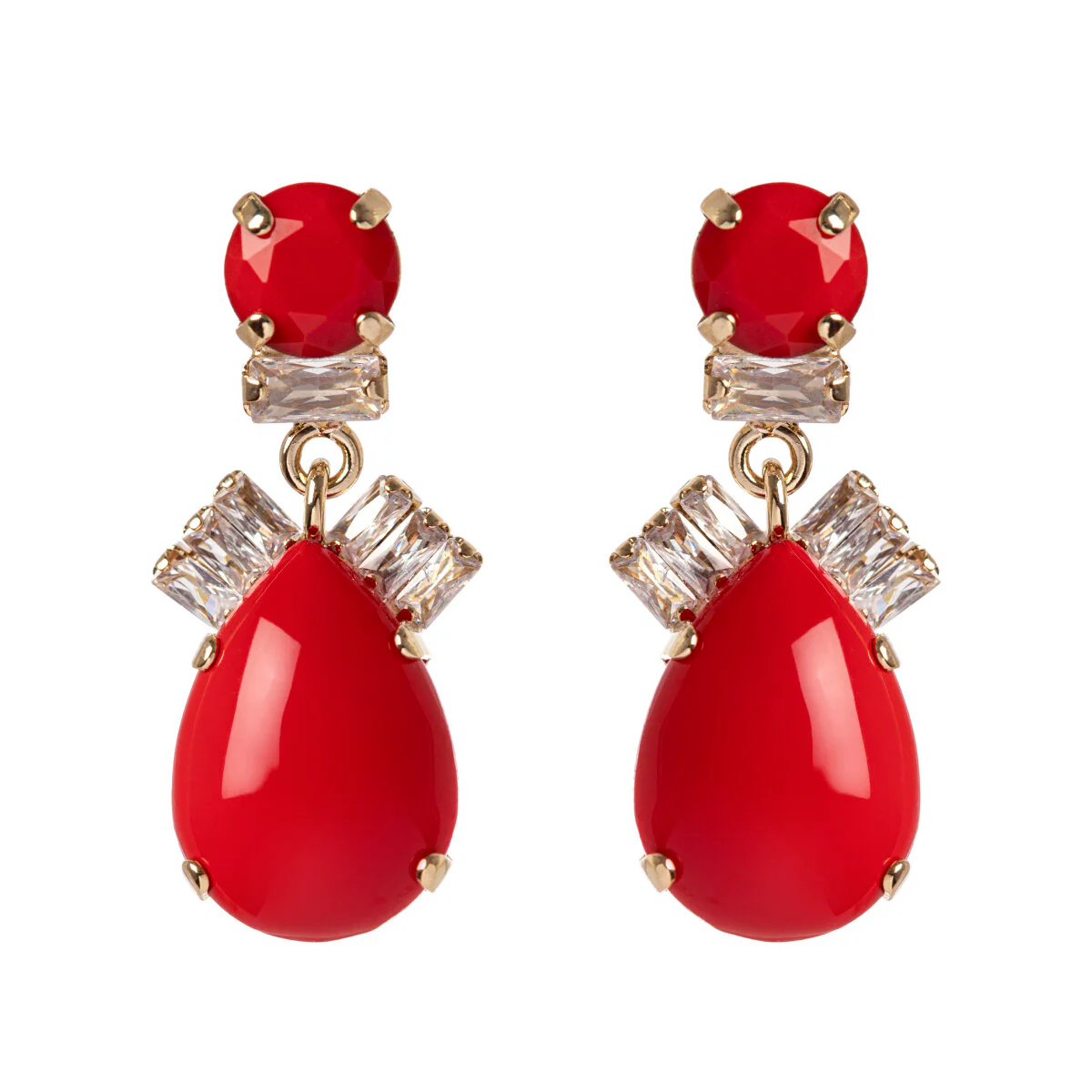 Sodini Bijoux Orecchini Con Pendente A Goccia Faville Rosso